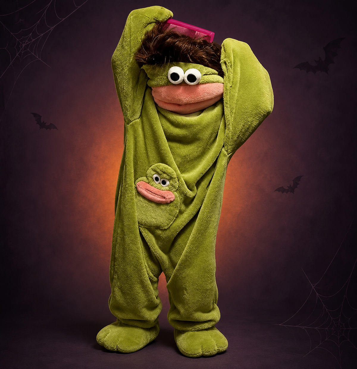 Big-Mouth Monster Onesie – Cozy Hooded Costume with Matching Slippers